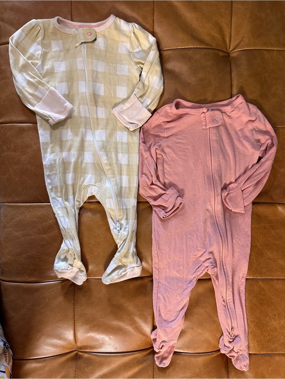cloud island Pink and Cream Footed Baby One-Pieces (2-Pack)